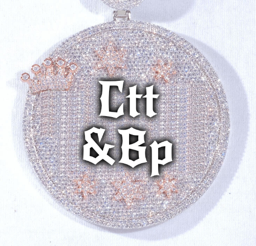 CUSTOM LETTER NECKLACE 3D BIG CROWN DISC