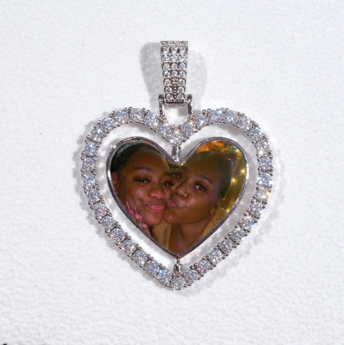 3D Spinning 2-Faced Heart Custom Picture Pendant