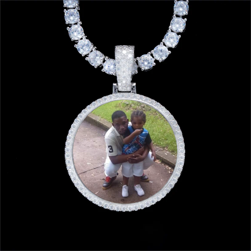 925S & VVS Moissanite 3D Circle Custom Picture Pendant
