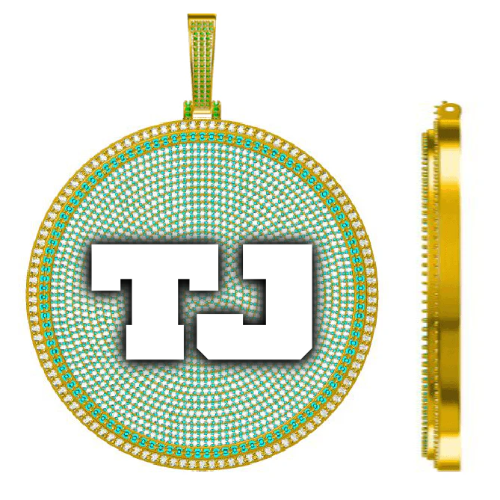 CUSTOM LETTER NECKLACE 3D BIG DISC