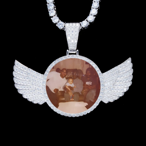 925S & VVS Moissanite 3D Wing Custom Picture Pendant