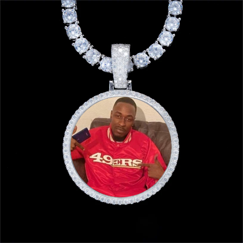 925S & VVS Moissanite 3D Circle Custom Picture Pendant