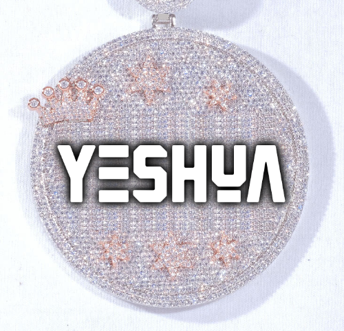 CUSTOM LETTER NECKLACE 3D BIG CROWN DISC