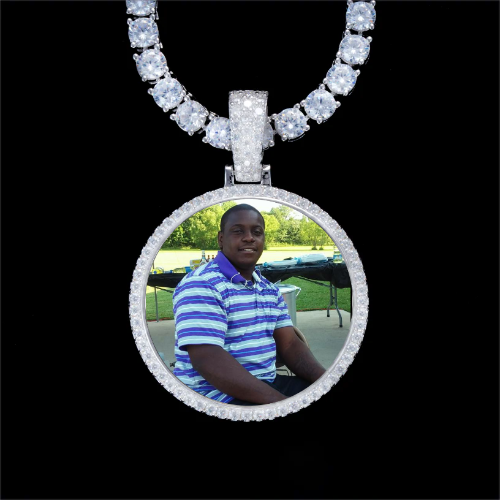 925S & VVS Moissanite 3D Circle Custom Picture Pendant