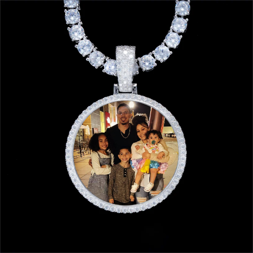 925S & VVS Moissanite 3D Circle Custom Picture Pendant