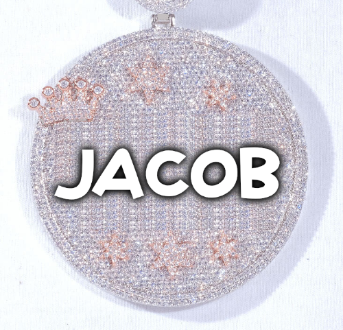 CUSTOM LETTER NECKLACE 3D BIG CROWN DISC