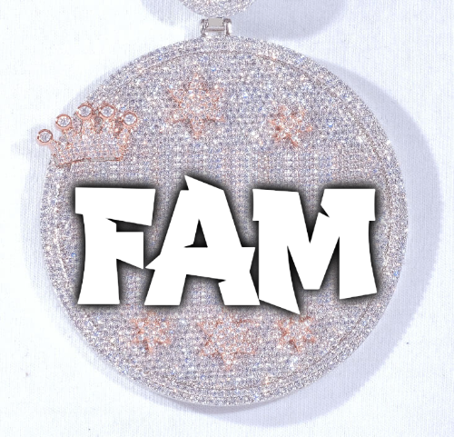 CUSTOM LETTER NECKLACE 3D BIG CROWN DISC