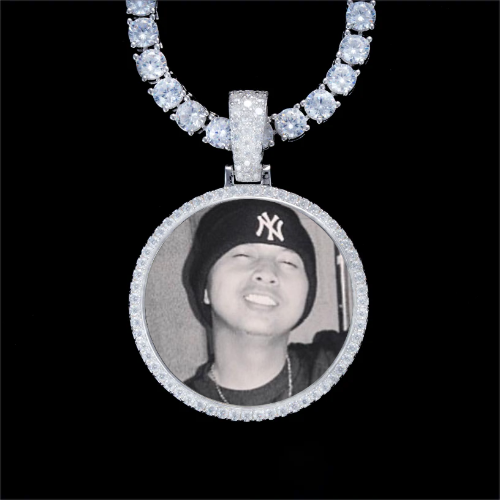925S & VVS Moissanite 3D Circle Custom Picture Pendant