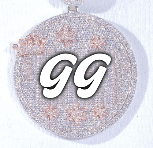 CUSTOM LETTER NECKLACE 3D BIG CROWN DISC