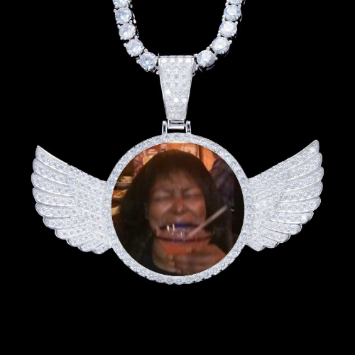 925S & VVS Moissanite 3D Wing Custom Picture Pendant