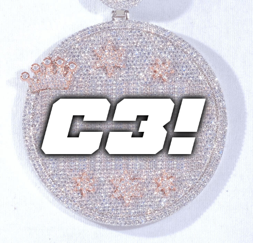 CUSTOM LETTER NECKLACE 3D BIG CROWN DISC