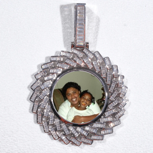 Large 3D Baguette Custom Picture Pendant