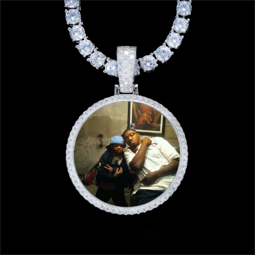 925S & VVS Moissanite 3D Circle Custom Picture Pendant