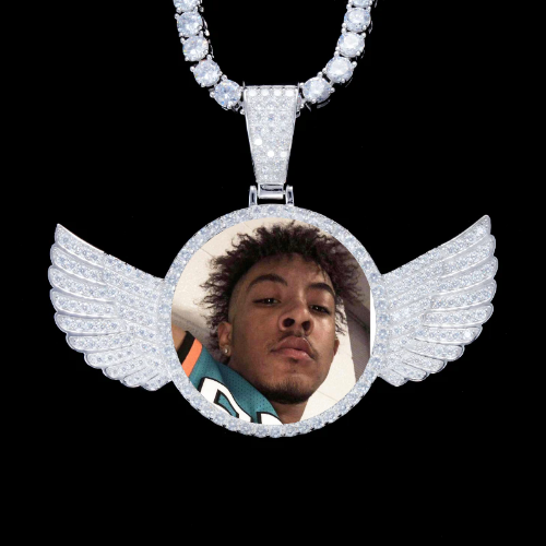 925S & VVS Moissanite 3D Wing Custom Picture Pendant