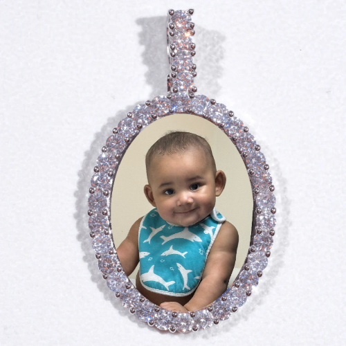Large 3D Oval Custom Picture Pendant