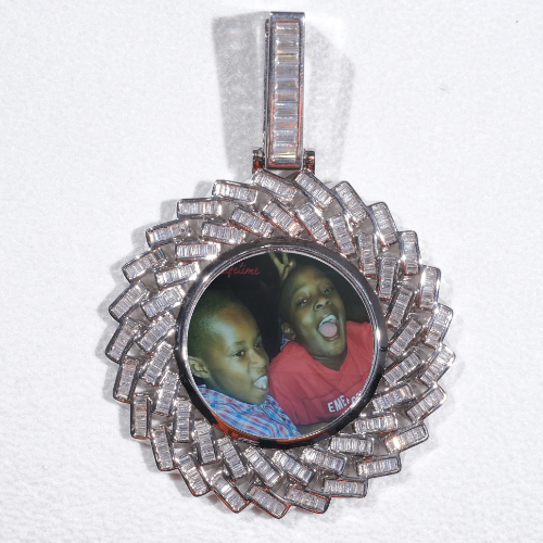 Large 3D Baguette Custom Picture Pendant