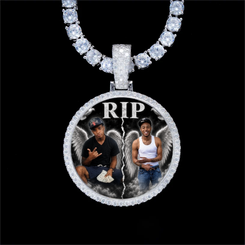 925S & VVS Moissanite 3D Circle Custom Picture Pendant