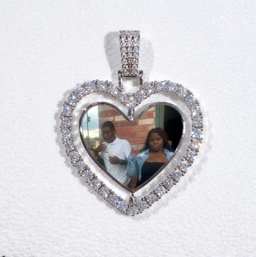 3D Spinning 2-Faced Heart Custom Picture Pendant