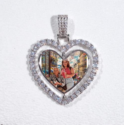 3D Spinning 2-Faced Heart Custom Picture Pendant