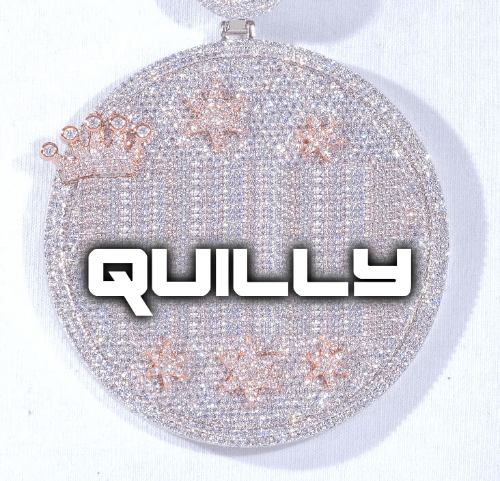 CUSTOM LETTER NECKLACE 3D BIG CROWN DISC