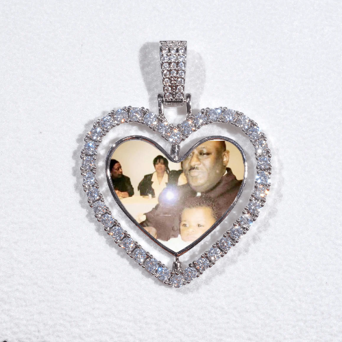 3D Spinning 2-Faced Heart Custom Picture Pendant