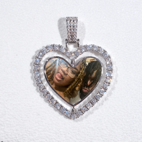 3D Spinning 2-Faced Heart Custom Picture Pendant