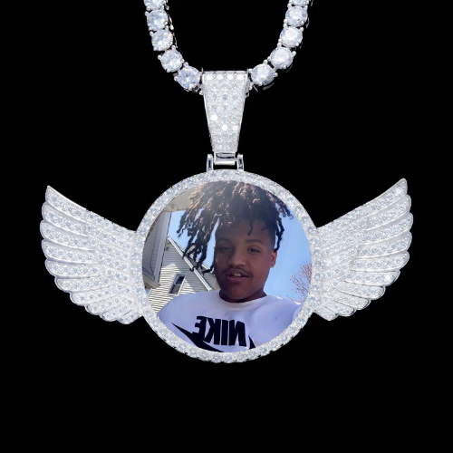 925S & VVS Moissanite 3D Wing Custom Picture Pendant