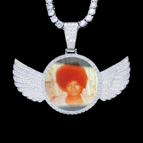 925S & VVS Moissanite 3D Wing Custom Picture Pendant