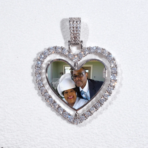 3D Spinning 2-Faced Heart Custom Picture Pendant
