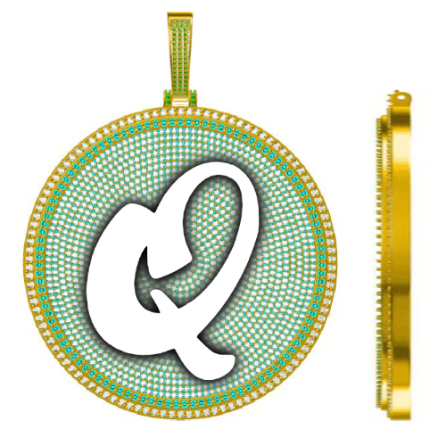 CUSTOM LETTER NECKLACE 3D BIG DISC