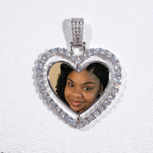 3D Spinning 2-Faced Heart Custom Picture Pendant