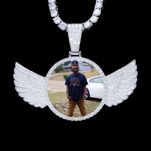 925S & VVS Moissanite 3D Wing Custom Picture Pendant