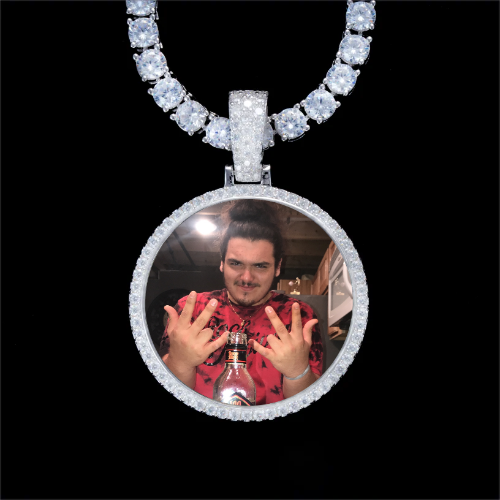 925S & VVS Moissanite 3D Circle Custom Picture Pendant