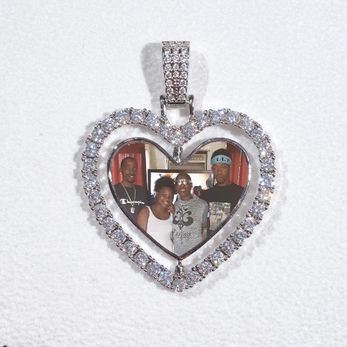 3D Spinning 2-Faced Heart Custom Picture Pendant