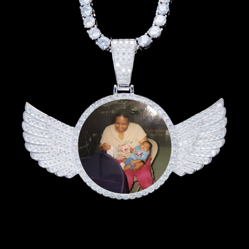 925S & VVS Moissanite 3D Wing Custom Picture Pendant