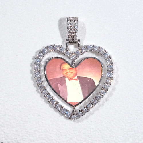 3D Spinning 2-Faced Heart Custom Picture Pendant