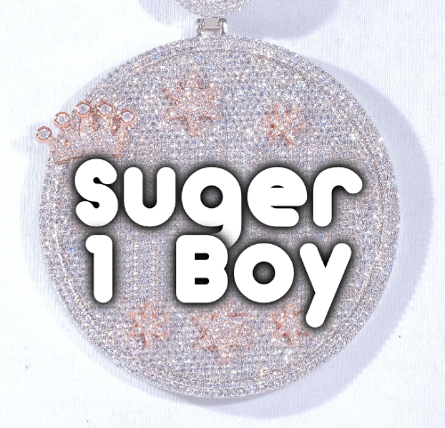 CUSTOM LETTER NECKLACE 3D BIG CROWN DISC