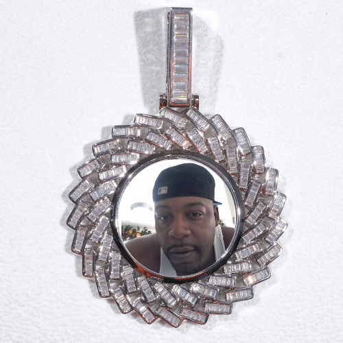 Large 3D Baguette Custom Picture Pendant