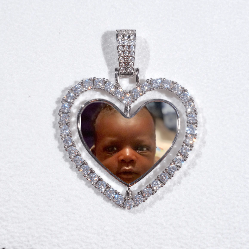 3D Spinning 2-Faced Heart Custom Picture Pendant