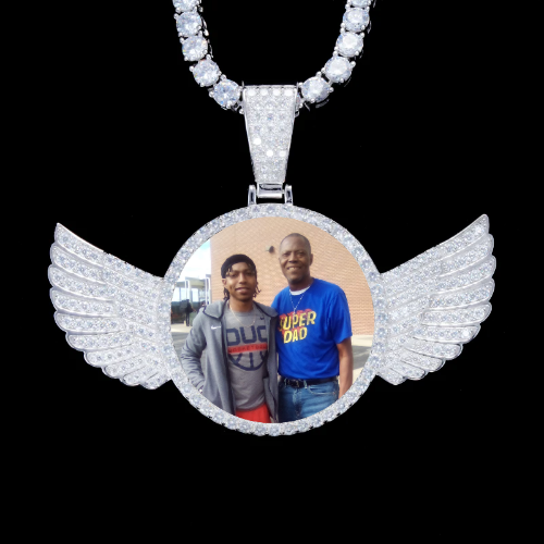 925S & VVS Moissanite 3D Wing Custom Picture Pendant