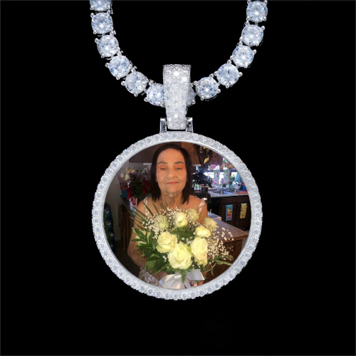 925S & VVS Moissanite 3D Circle Custom Picture Pendant