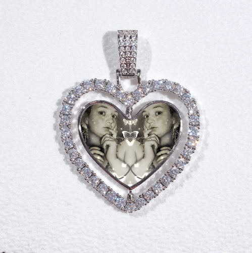 3D Spinning 2-Faced Heart Custom Picture Pendant