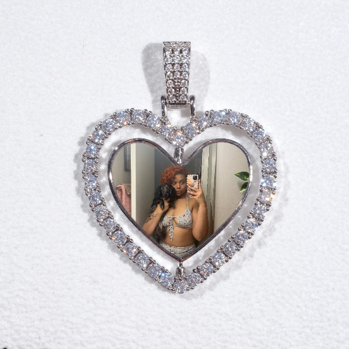 3D Spinning 2-Faced Heart Custom Picture Pendant