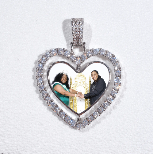 3D Spinning 2-Faced Heart Custom Picture Pendant