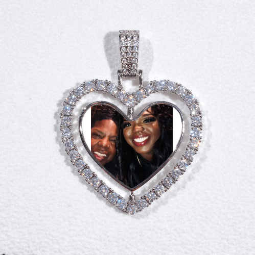 3D Spinning 2-Faced Heart Custom Picture Pendant