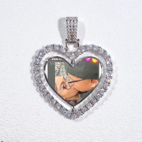 3D Spinning 2-Faced Heart Custom Picture Pendant