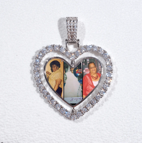 3D Spinning 2-Faced Heart Custom Picture Pendant