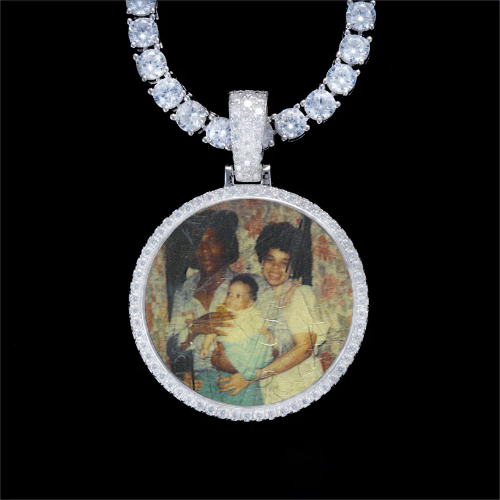 925S & VVS Moissanite 3D Circle Custom Picture Pendant