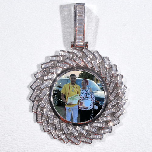 Large 3D Baguette Custom Picture Pendant