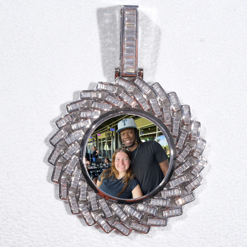 Large 3D Baguette Custom Picture Pendant